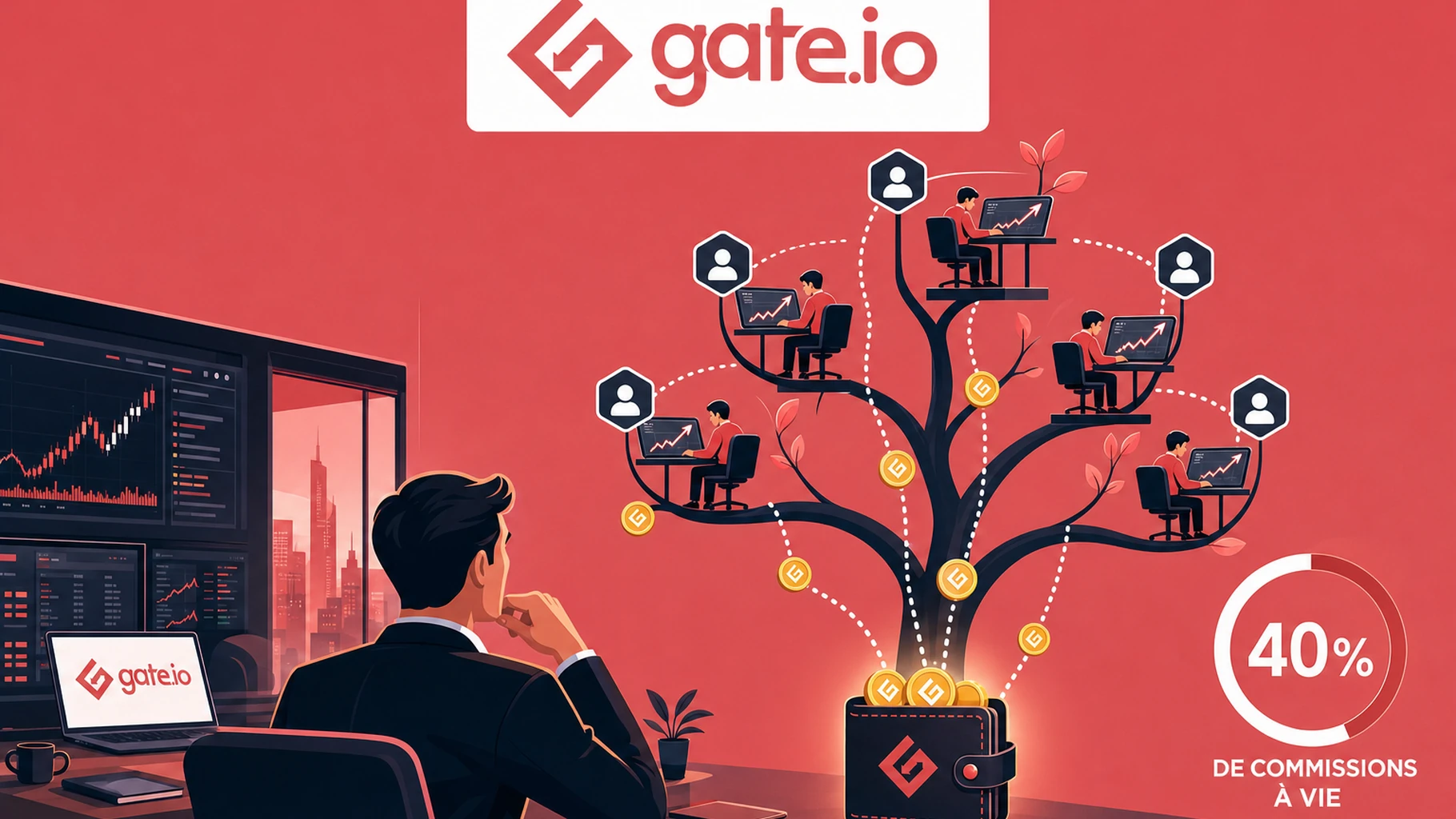 Gate.io : 40 % de commission sur les trades de vos filleuls, combien ça rapporte vraiment en 2026 ?