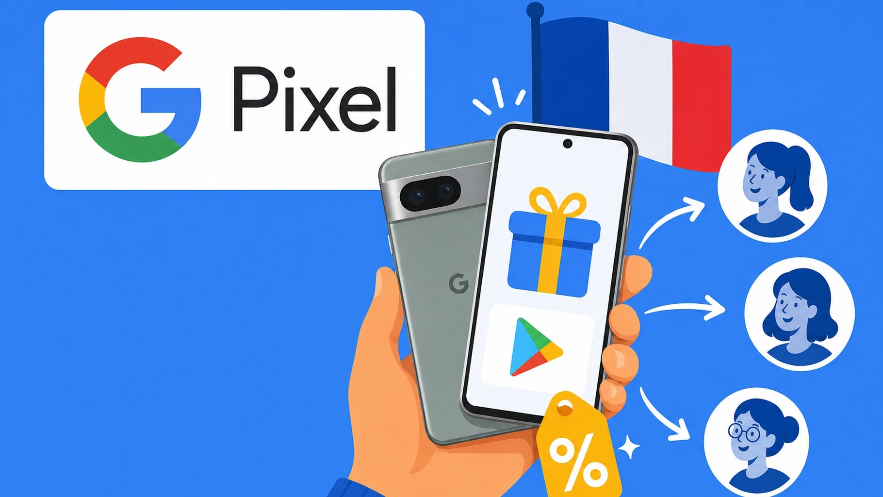 Google ouvre le parrainage Pixel en France : 50 € de crédit Store et -10 % par filleul en 2026
