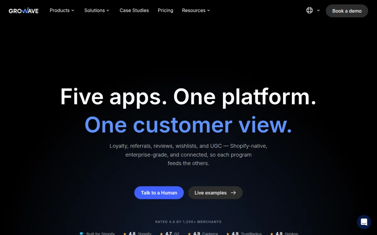 Page d’accueil Growave — suite all-in-one Shopify (parrainage, loyalty, avis)