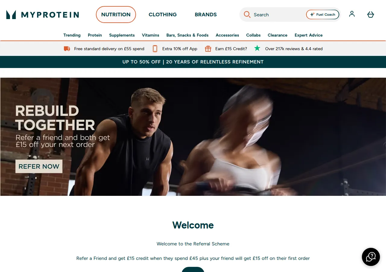 Page parrainage MyProtein