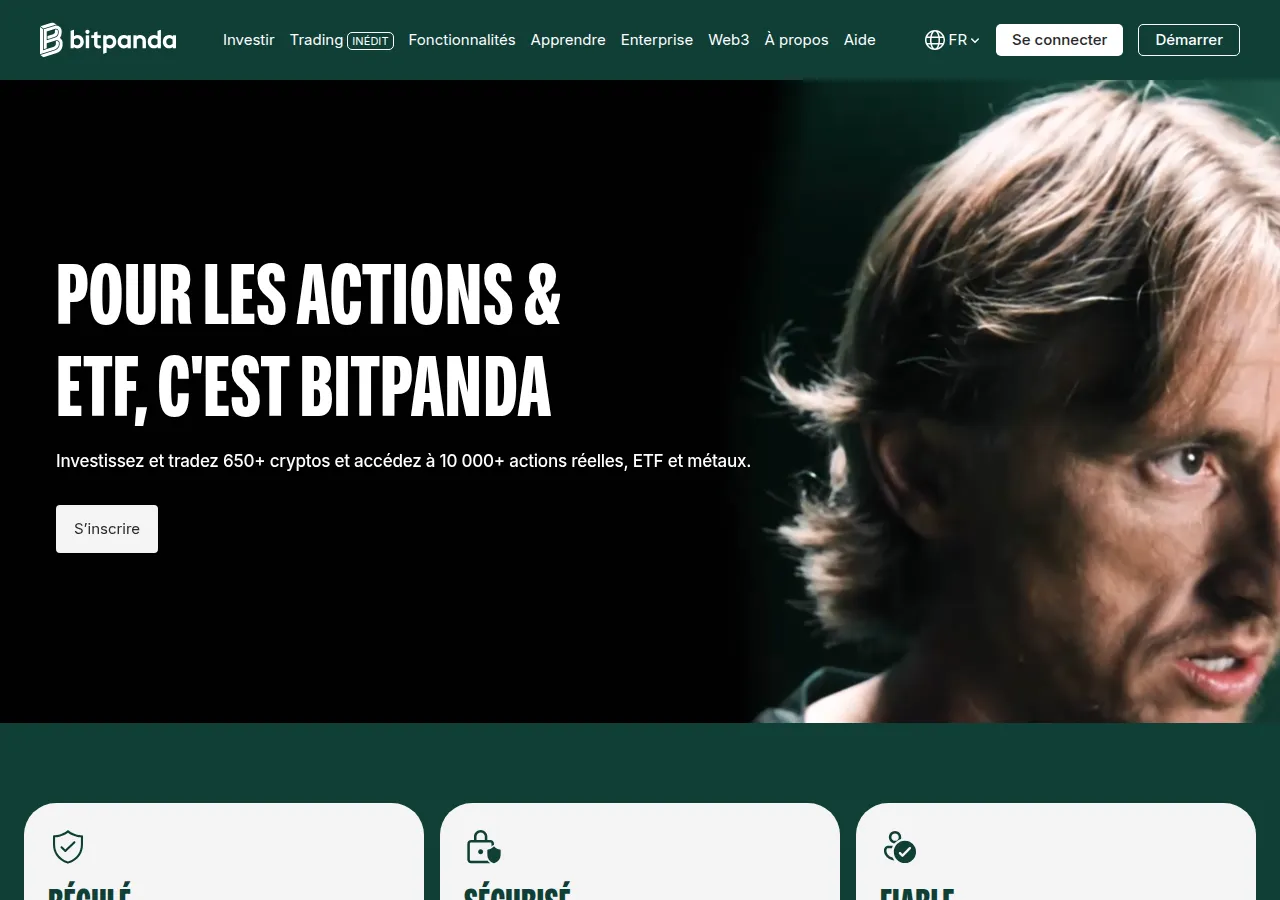 Page d'accueil Bitpanda — plateforme d'investissement crypto européenne