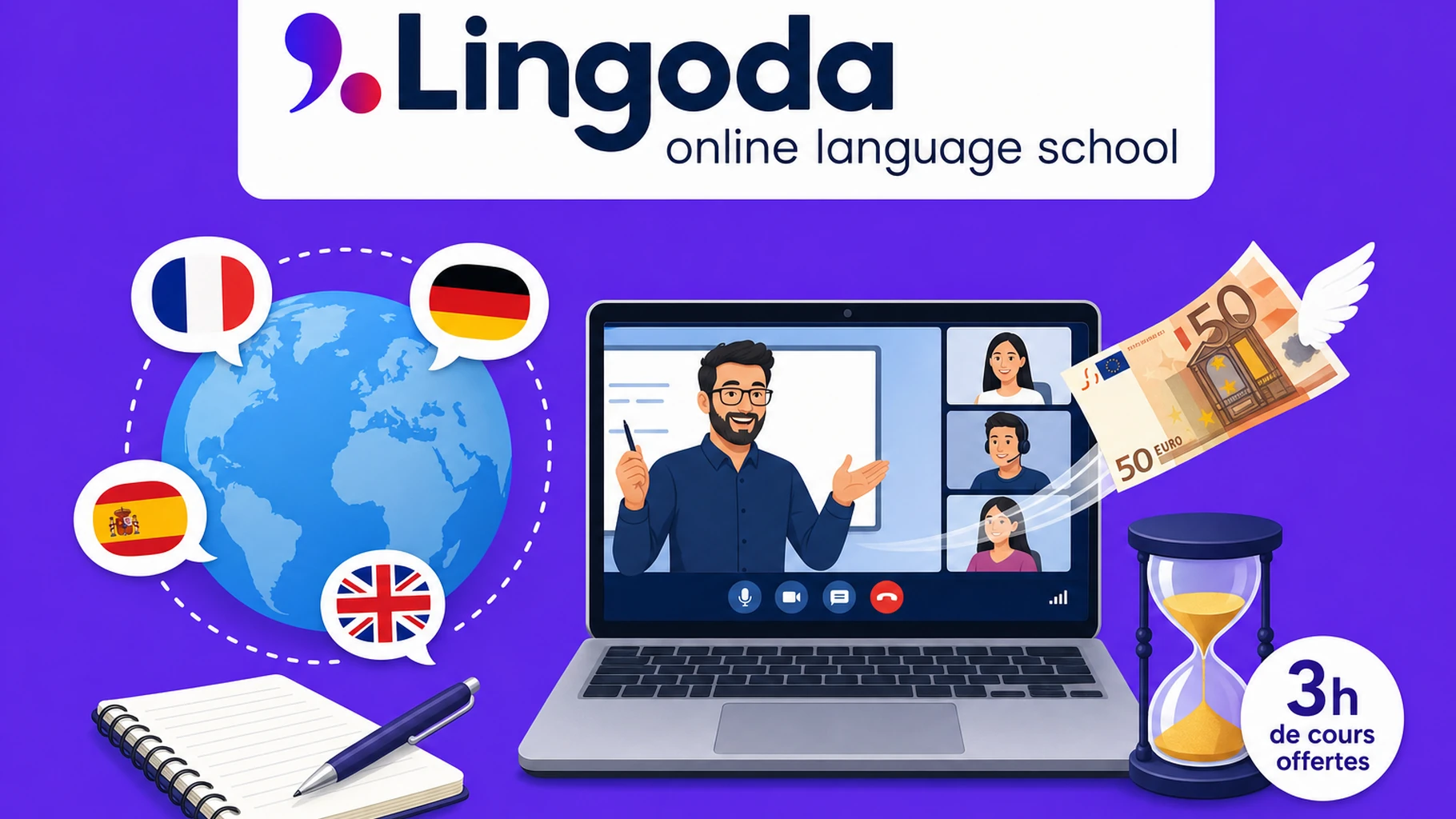 Apprendre une langue pour moins cher : le parrainage Lingoda offre 50 € et 3 h de cours en 2026