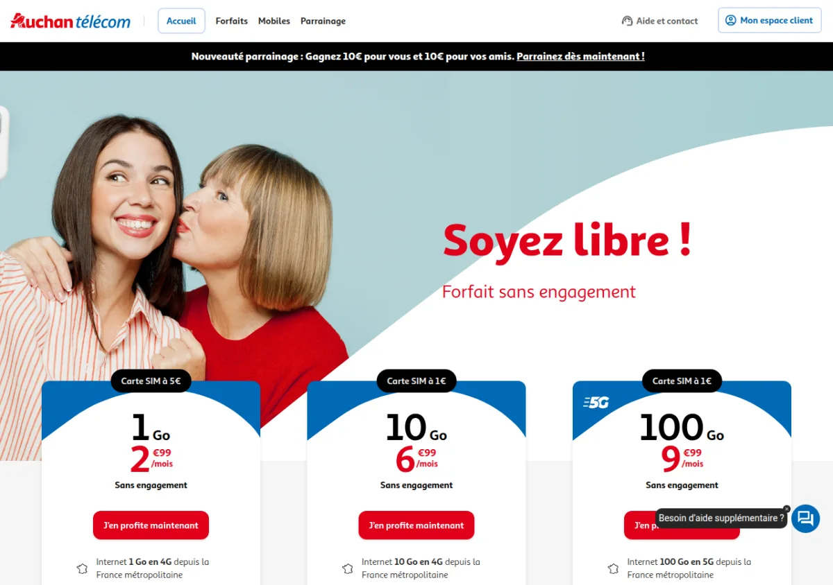 Auchan Telecom — bandeau annonçant le nouveau programme de parrainage