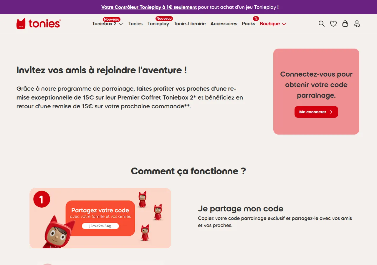 Page parrainage Tonies
